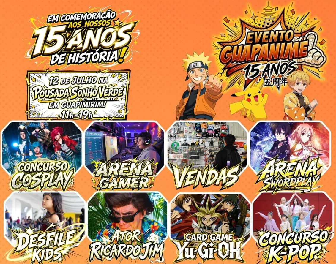 Guapanime 15 anos: a celebração épica da cultura pop em Guapimirim Guapanime 15 anos